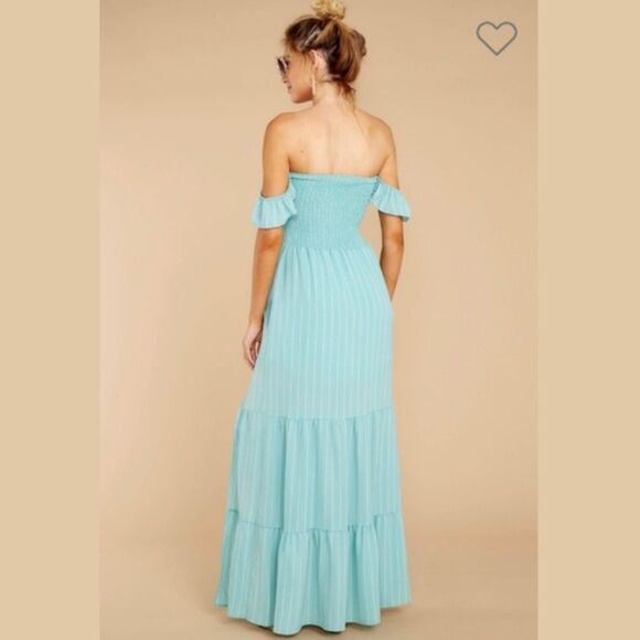 ✨ Red Dress Boutique ABOVE AVERAGE AQUA STRIPE MAXI DRESS✨ - Picture 3 of 11